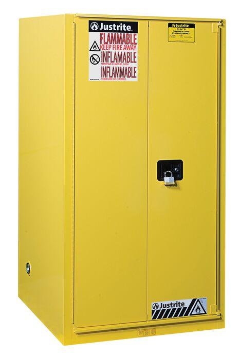 Sure-Grip® EX 60-gal.capacity Flammable Cabinet w/  2 Shelves & 1 Bi-Fold/Sliding Self-Close Door - Yellow
