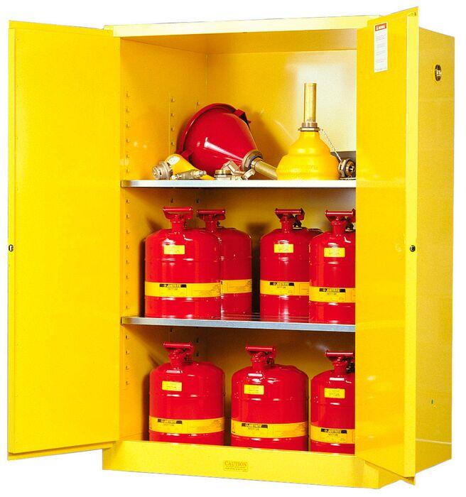 Sure-Grip® EX 90-gal.capacity Flammable Cabinet w/ 2 Shelves & 2 Manual Close Doors - Yellow