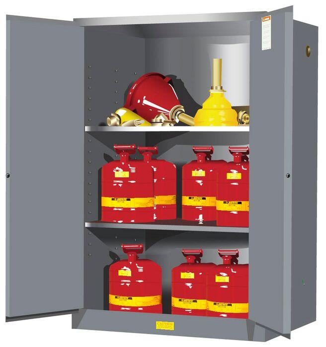 Sure-Grip® EX 90-gal.capacity Flammable Cabinet w/ 2 Shelves & 2 Doors-Manual Close - Gray