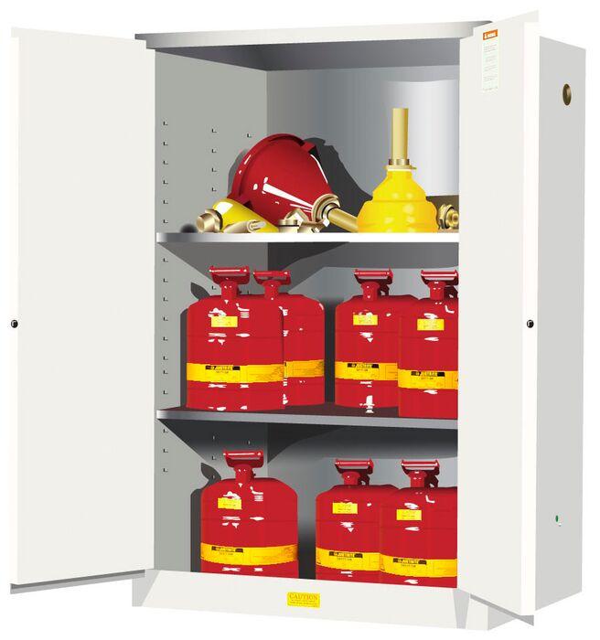 Sure-Grip® EX 90-gal.capacity Flammable Cabinet w/ 2 Shelves & 2 Manual Close Doors - White