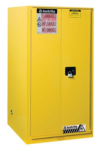 Sure-Grip® EX 90-gal.capacity Flammable Safety Cabinet w/ 2 Shelves & 1 Bi-Fold/Sliding Self Close Door - Yellow