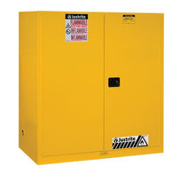 Load image into Gallery viewer, Justrite™ Sure-Grip® EX Vertical Drum Safety Cabinet and Drum Support, 110 Gal., 2 s/c doors, Yellow