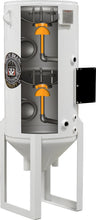 Load image into Gallery viewer, Pirate Brand 888-1022-008PB Vessel, Stationary, 8 Cu Ft Dual Chamber, 150 PSI, 2 Outlet, 90° Cone Bottom, 13" Clearance, 69" Oah, Includes (2) 9" Umbrellas, (2) Handway Assemblies, (2) Pop-Ups &amp; (2) Skirted Pop-Up Gaskets – Replaces Schmidt (Axxiom) 