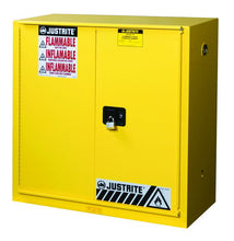 Load image into Gallery viewer, Justrite™ Sure-Grip® EX Combustibles Safety Cab., P&amp;I, 40 Gal., 3 shelves, 1 bifold s/c door, Yellow