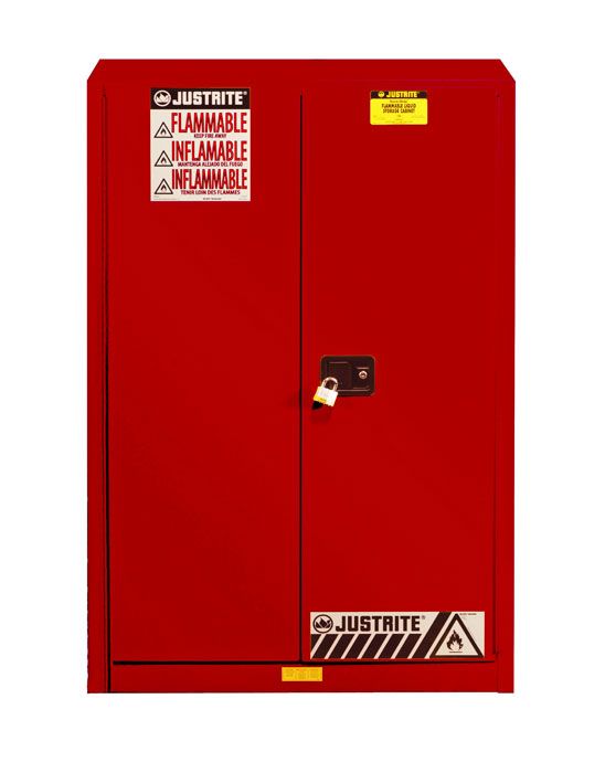 Sure-Grip® EX 45-gal.capacity Flammable Safety Cabinet w/ 2 Shelves & 2 Manual Close Door - Red