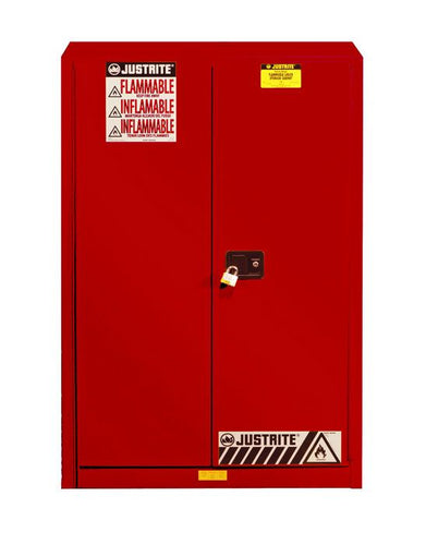 Sure-Grip® EX 45-gal.capacity Flammable Safety Cabinet w/ 2 Shelves & 2 Manual Close Door - Red