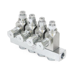 Graco GL-33™ Grease Injector, Stainless Steel, 4 Injector Manifold, 1/8 NPT x 1/8