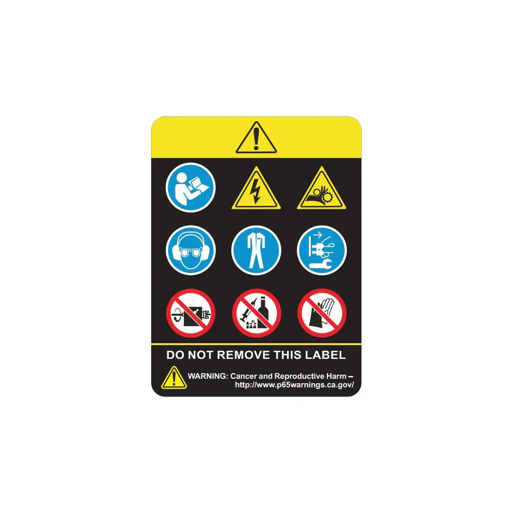 SBR1220-37-WL Warning Label, for SBR-1220 Shear Brake Roll