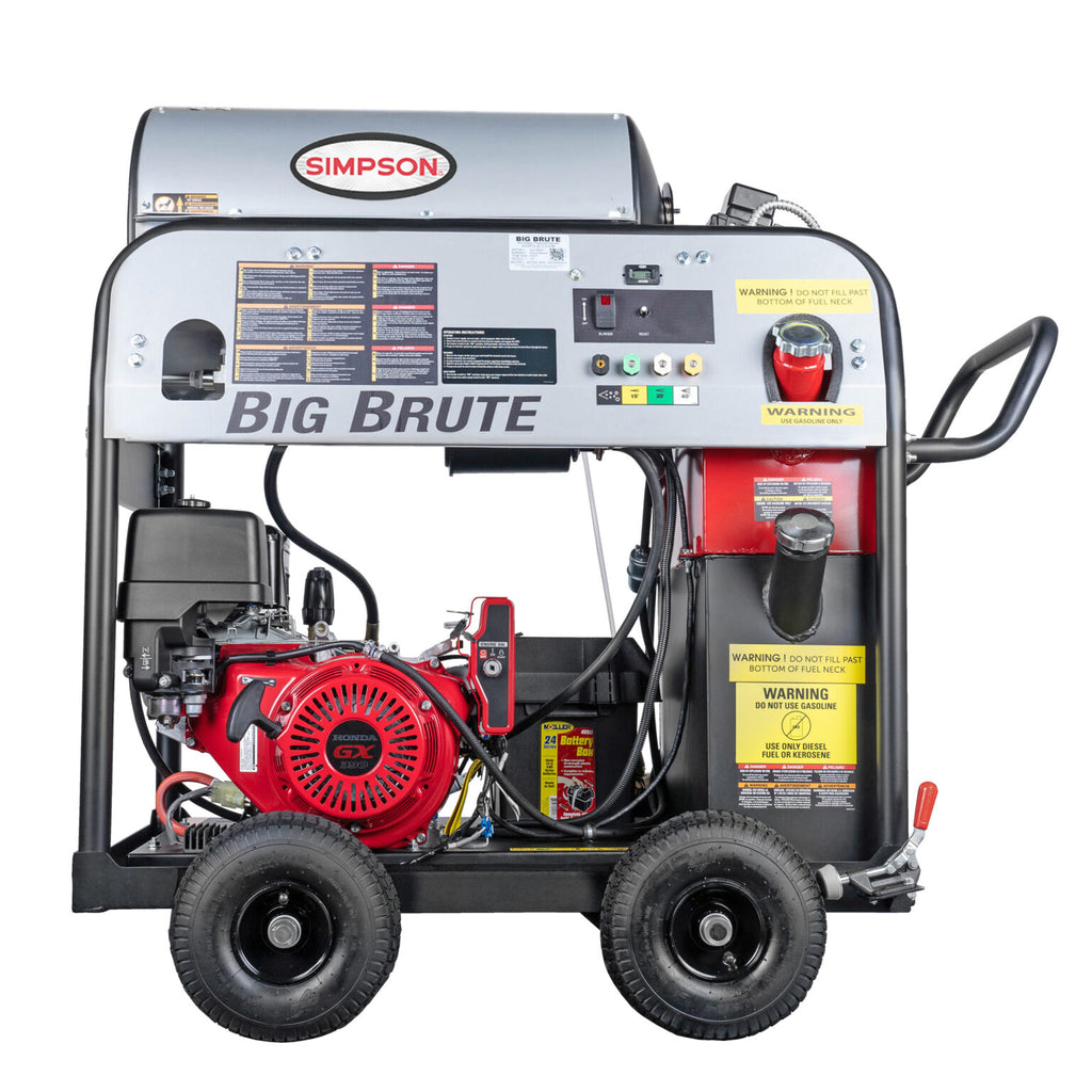 Simpson BB65106 Big Brute 49-State 4000 PSI at 4.0 GPM HONDA® GX390 with COMET Triplex Plunger Pump Hot Water Professional Skid Gas Pressure Washer