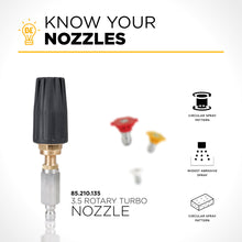 Load image into Gallery viewer, BE Rotary Pressure Washer Nozzle 3.5 Orifice 5000 PSI Ceramic 1/4" Quick Connect 85.210.135 - image 5