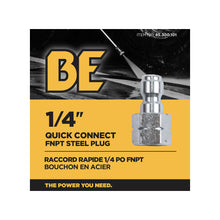 Load image into Gallery viewer, BE 1/4" Quick Connect Plug x 1/4" FNPT, Coated Steel, Boxed - 85.300.101BEP - image 4