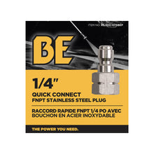 Load image into Gallery viewer, BE 1/4" Quick Connect Plug x 1/4" FNPT, Stainless Steel, Boxed - 85.300.101SBEP - image 4