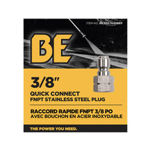 Load image into Gallery viewer, BE 3/8" Quick Connect Plug, 3/8" FNPT, Stainless Steel, Boxed - 85.300.104SBEP - image 4