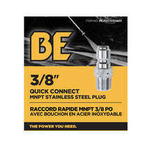 Load image into Gallery viewer, BE 3/8" Quick Connect Plug, 3/8" MNPT, Stainless Steel, Boxed - 85.300.105SBEP - image 4