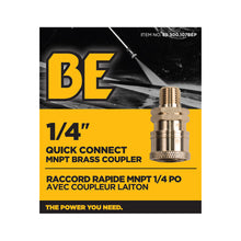 Load image into Gallery viewer, BE 1/4" Quick Connect Coupler, 1/4" MNPT, Brass, Boxed - 85.300.107BEP - image 4