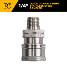 Load image into Gallery viewer, BE 1/4" Quick Connect Coupler, 1/4" MNPT, Stainless Steel, 6,000 PSI - 85.300.107S - image 2
