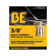 Load image into Gallery viewer, BE 3/8" Quick Connect Coupler, 3/8" MNPT, Brass, Boxed - 85.300.108BEP - image 3