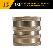Load image into Gallery viewer, BE Brass Garden Hose Coupler 3/4" FGHT x 1/2" Female Quick Connect - 85.300.138 - image 2