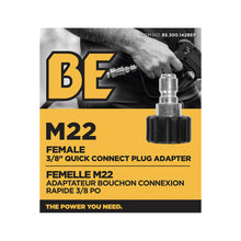 Load image into Gallery viewer, BE 3/8" Quick Connect Plug x Female M22 Adapter Fitting, Boxed - 85.300.142BEP - image 3