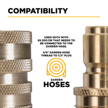 Load image into Gallery viewer, BE Brass Garden Hose to 1/2" Plug, Retail Packaged 85.300.137BEP - image 3