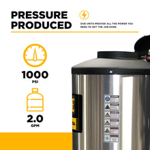 Load image into Gallery viewer, BE Hot Water Electric Pressure Washer 2.0 GPM @ 1400 PSI 2 HP 4-Wheel TDPB - 1250-4WTDPB - image 4