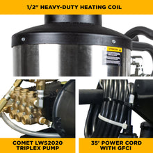 Load image into Gallery viewer, BE Hot Water Electric Pressure Washer 2.0 GPM @ 1400 PSI 2 HP 4-Wheel TDPB - 1250-4WTDPB - image 7