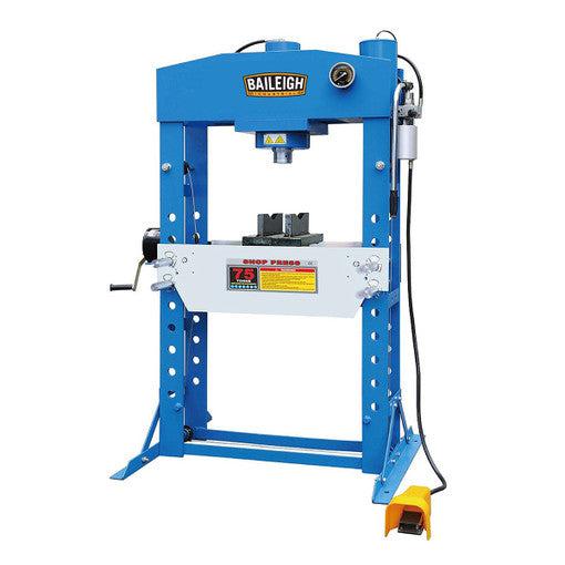 Baileigh Industrial - 75 Ton Air/Hand Operated H-Frame Press, 9-3/4" Stoke, CE Approved