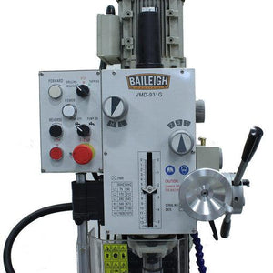 Baileigh Industrial - 110V Gear Driven Mill and Drill, Includes Stand, Coolant System, Work Light, Power X, and R8 Spindle