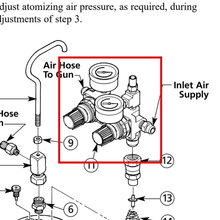 Load image into Gallery viewer, Binks 85-238 DUAL AIR CONTROL ASSM - item 11 highlighted in the Binks part sheet 2492r parts diagram
