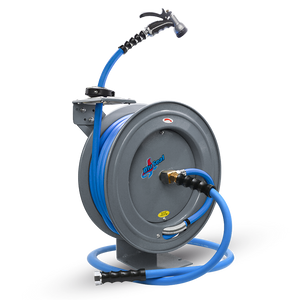 BluSeal Garden Hose Reel 3/4" x 50' Retractable Heavy Duty Steel Construction with Garden Hose, Spray Nozzle, 6' Lead-in Hose