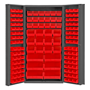 Durham DC-BDLP-132-1795 Cabinet, 14 Gauge, 132 Red Bins, 36 X 24 X 72