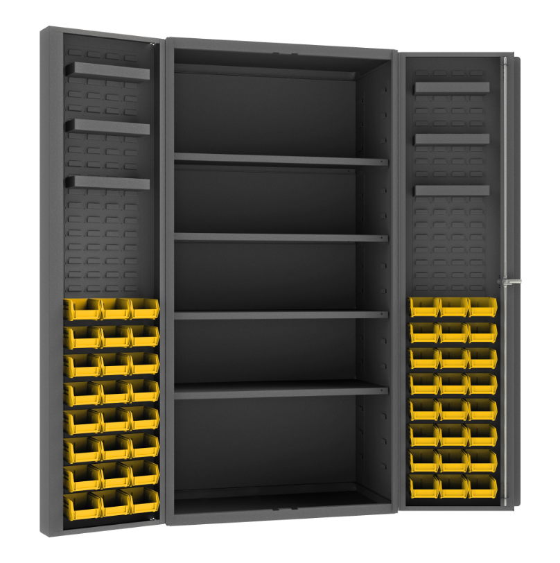 Durham DC36-48-4S6DS-95 Cabinet, 14 Gauge, 4 Shelves, 6 Door Trays, 48 Yellow Bins, 36 X 24 X 72