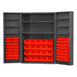 Durham DC48-842S6DS-1795 Cabinet, 14 Gauge, 2 Shelves, 6 Door Trays, 84 Red Bins, 48 X 24 X 72