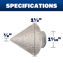 Load image into Gallery viewer, Marshalltown DTTC112 1/8"-1-1/2" (2mm-38mm) DIAMOND MILLING CONE FOR GRINDER (6/Pack)