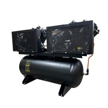 Load image into Gallery viewer, EMAX EP10DW120V1 NEMA4 Compliant Weather-Resistant Duplex 10HP Air Compressor, 76 CFM, 230V 1-Phase, 120-Gal Horizontal Tank with Alternating Switch