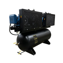Load image into Gallery viewer, EMAX EP10DW120V3-208 NEMA4 Compliant Weather-Resistant Duplex 10HP Air Compressor, 76 CFM, 208V 3-Phase, 120-Gal Horizontal Tank with Alternating Switch