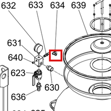 Load image into Gallery viewer, Graco EQ1500 3/8" Male Swivel Elbow Fitting - item 634 highlighted in the Graco 3A6825EN parts diagram