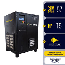 Load image into Gallery viewer, EMAX ERI0150003-208 15HP 3PH 208V 57CFM Fixed Speed Industrial Rotary Screw Compressor-Cabinet Only -60,000 HR pump life