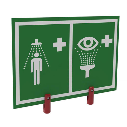 Justrite Universal Safety Shower and Eye/Face Wash Sign for Hughes Outdoor Showers, Insulation and Brackets - ES-BRAC-SIGN-H