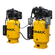 Load image into Gallery viewer, EMAX ESPR10A120V3-460 (2) SOLO Alternating Silent Air™ Compressors – 10HP V4, 76 CFM, 120-Gal Vertical, 3-Phase, 460V, Radiator Aftercoolers