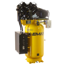 Load image into Gallery viewer, EMAX ESPR10V080V1 Silent Air Industrial 10HP Air Compressor – 38 CFM, 1-Phase 230V, 80-Gal Vertical, Pressure Lube Pump, Auto Drain &amp; Aftercoolers