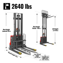 Load image into Gallery viewer, MechMaxx 2640lbs Lithium-ion Electric Straddle Stacker, 118" Lift, Adjustable Legs &amp; Forks, F26-118S