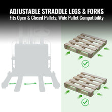 Load image into Gallery viewer, MechMaxx 2640lbs Electric Straddle Stacker, 98" Lift, Adjustable Legs &amp; Forks, F26-98SLA