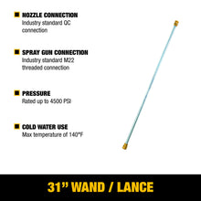 Load image into Gallery viewer, DEWALT 31" Quick Connect Spray Wand, 4500 PSI, Pressure Washer Wand 80174