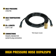 Load image into Gallery viewer, DEWALT 5/16" x 40' 3700 PSI Pressure Washer Hose, M22 x M22 with Adaptor - 80491