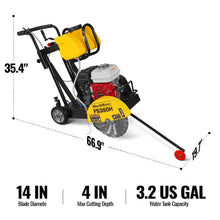 Load image into Gallery viewer, MechMaxx Honda GX160 Walk-Behind Concrete Floor Saw, 14 in Blade, 4 in Cutting Depth, FS350H