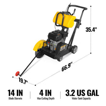 Load image into Gallery viewer, MechMaxx 5.8 HP Walk-Behind Concrete Floor Saw, 14 in Blade, 4 in Cutting Depth, FS350Z