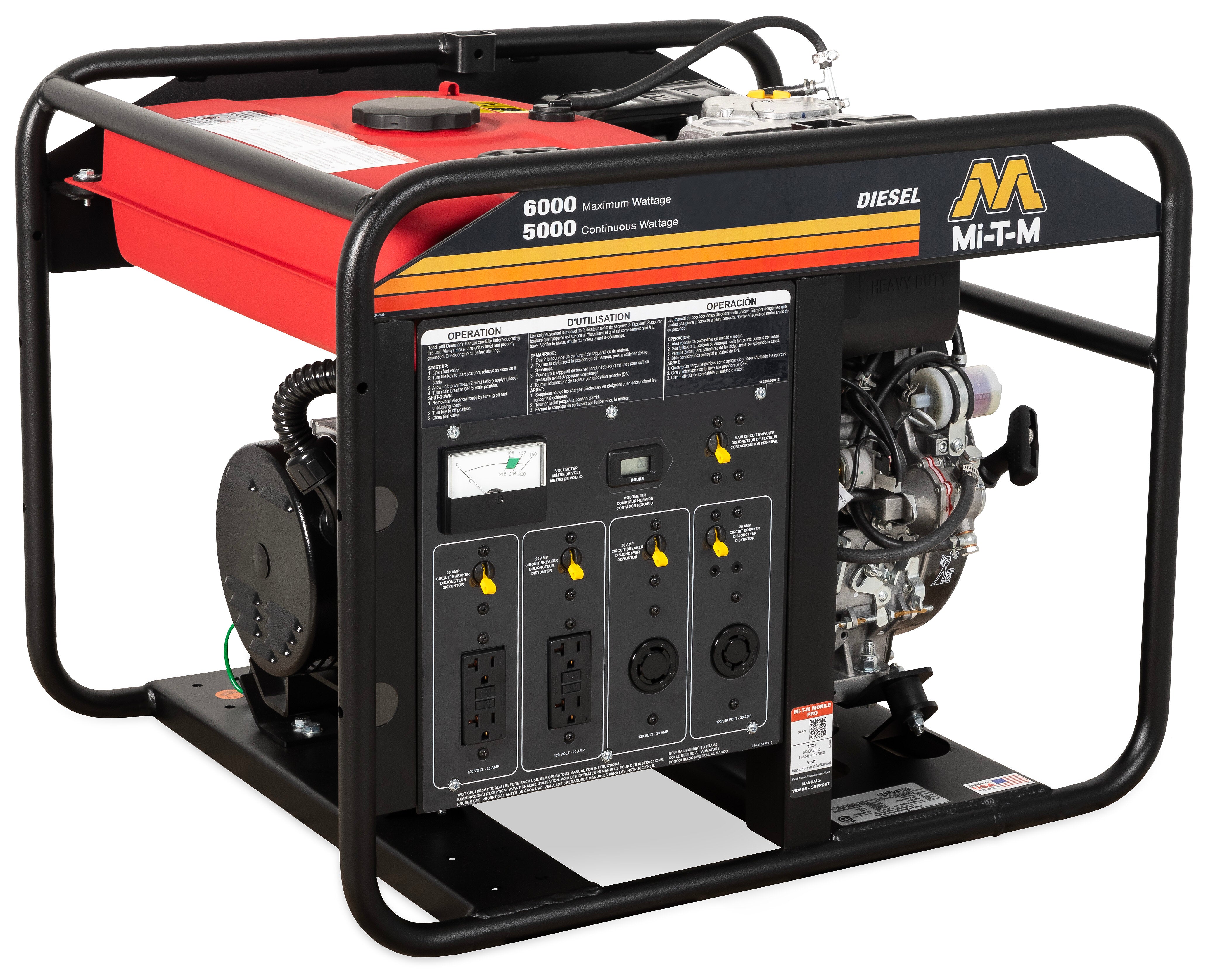 kohler generator battery Mi-T-M 6000 watts 9.1 HP Kohler KD440 OHV Electric Start (battery included)  Diesel Portable Generator