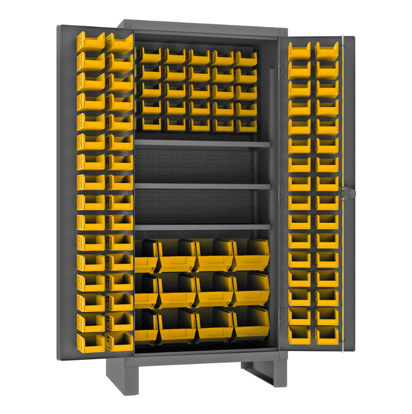 Durham HDC36-108-3S95 Cabinet, 12 Gauge, 3 Shelves, 108 Yellow Bins, 36 X 24 X 78