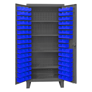 Durham HDC36-96-4S5295 Cabinet, 12 Gauge, 4 Shelves, 96 Blue Bins, 36 X 24 X 78